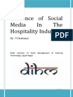 Influence of Social Media in The Hospitality Industry: By: T.Chaitanya