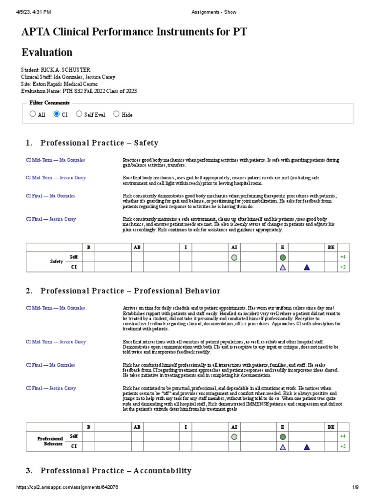 APTA CPI Evaluation Insights for PTs | PDF | Patient | Medical Diagnosis