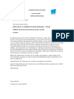 Director de La Carrera de Artes Musicales - Fauce ASUNTO: Informe de Asistencia Del Mes de Marzo de 2023