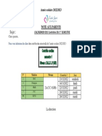 Sujet: Calendrier Des Contrôles Du 1° Semestre