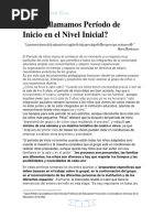 ¿A Qué Llamamos Período de Inicio en El Nivel Inicial?