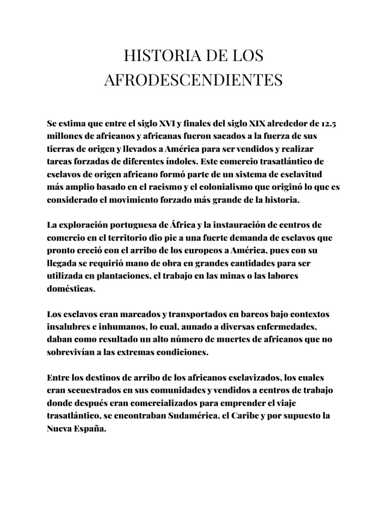 Historia de Los Afrodescendientes | PDF | Racismo | Discriminación y ...