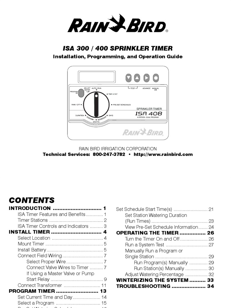 Rainbird Isa 406 PDF Electrical Connector Ac Power Plugs And Sockets