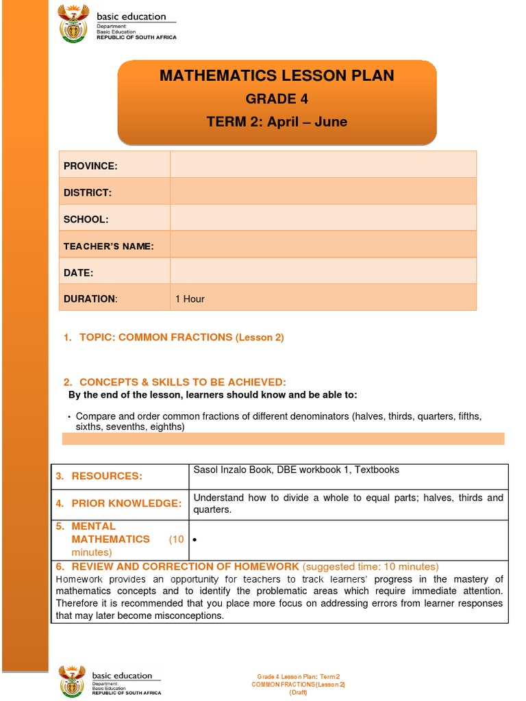 Grade 4 Term 2 Common Fractions Lesson 2 Pdf