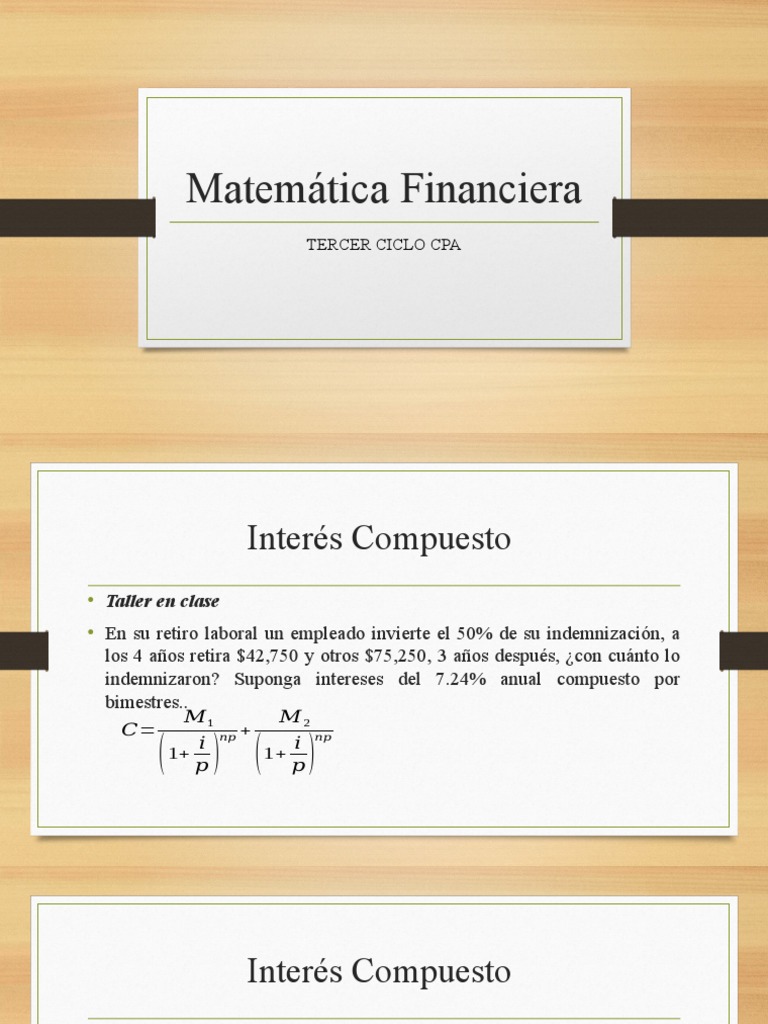 Matemática Financiera Clase 21 Taller | PDF | Interés | Ciencia actuarial