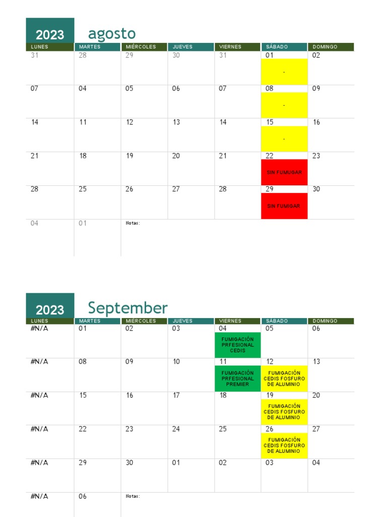 Calendario de Fumigación 2023 | PDF