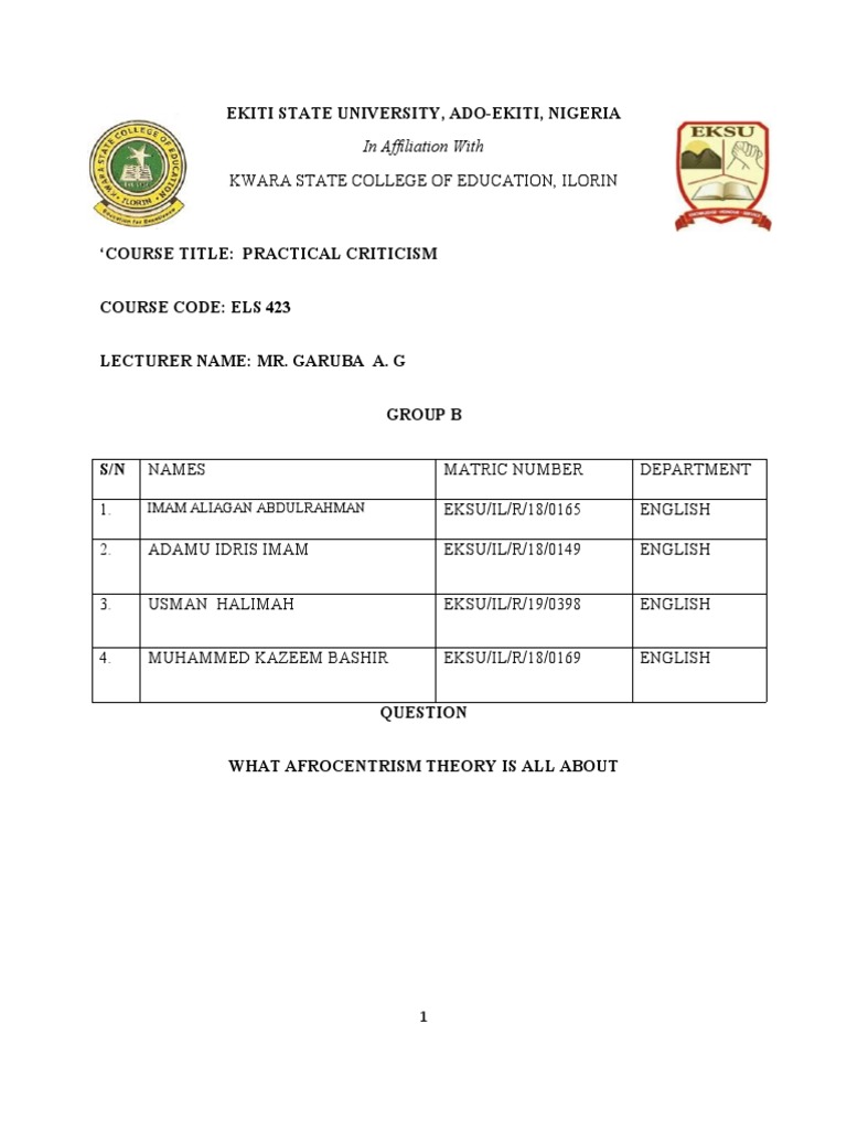 Afrocentrism Theory Pdf Afrocentrism