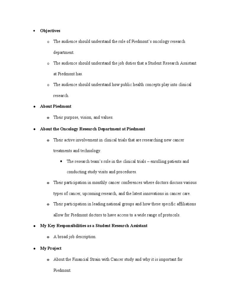 Internship presentation outline pdf