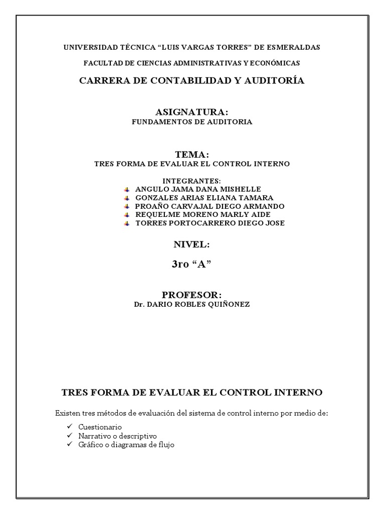Métodos de Evaluación del Control Interno | PDF