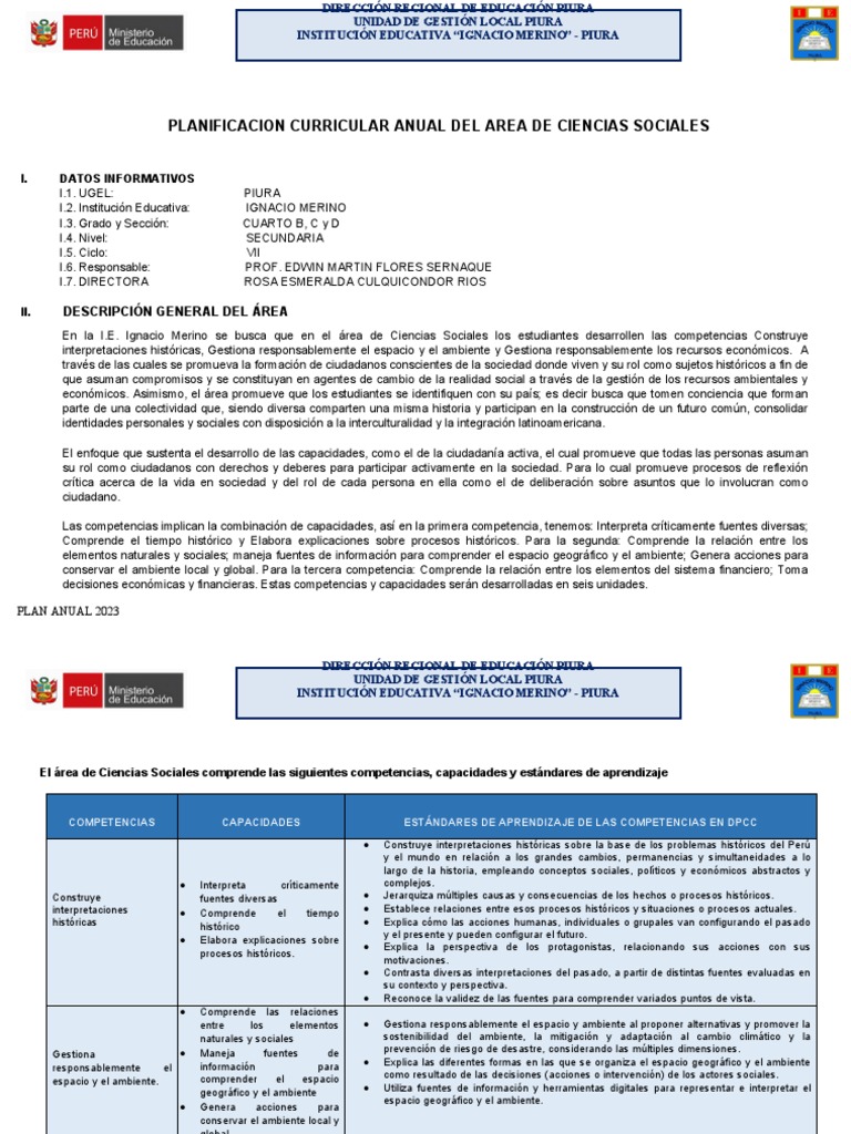 Plan Anual de Ciencias Sociales 2023 | PDF | Iniciativa empresarial ...