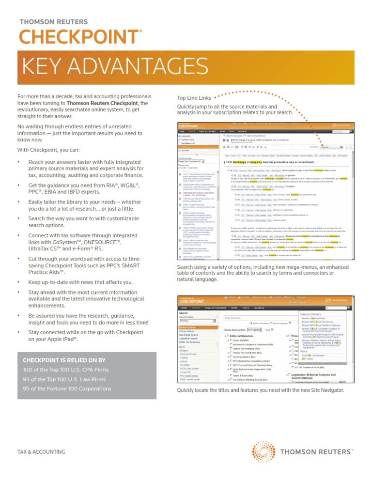 Key Advantages: Checkpoint Is Relied On by | PDF | Financial Accounting ...