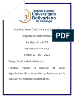 Continuidad y derivada: Aplicación de conceptos matemáticos