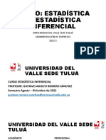 Curso: Estadística Ii / Estadística Inferencial: Universidad Del Valle Sede Tuluá Administración de Empresas 2022-2