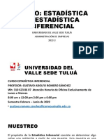 Curso: Estadística Ii / Estadística Inferencial: Universidad Del Valle Sede Tuluá Administración de Empresas 2022-2