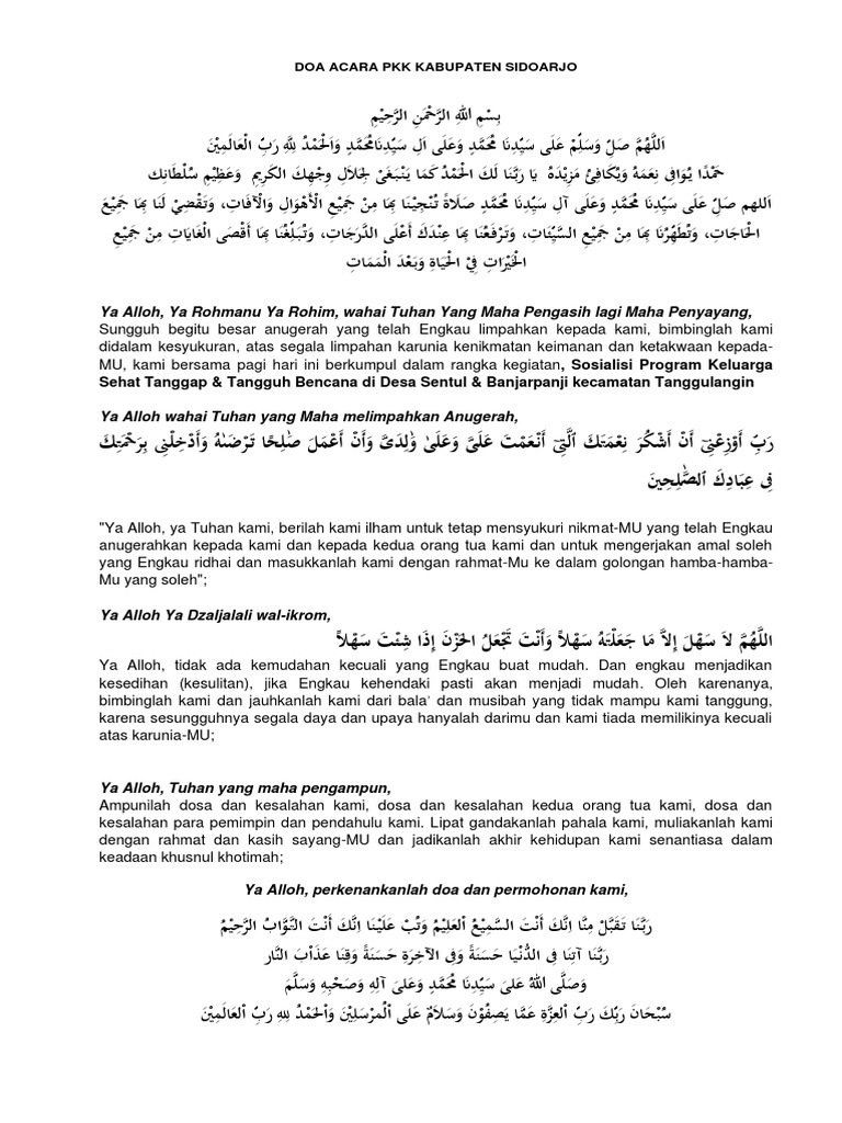 Doa Penutup Acara PKK Sidoarjo | PDF