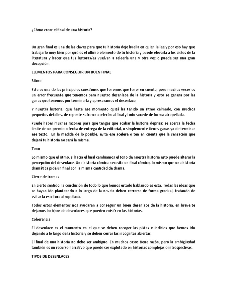 Cómo Crear El Final de Una Historia | PDF