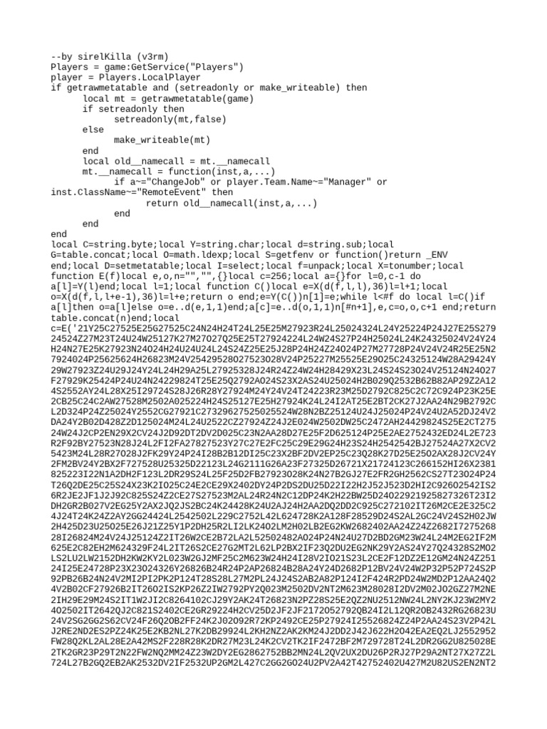 A roblox script to bypass job restrictions and remotely change players