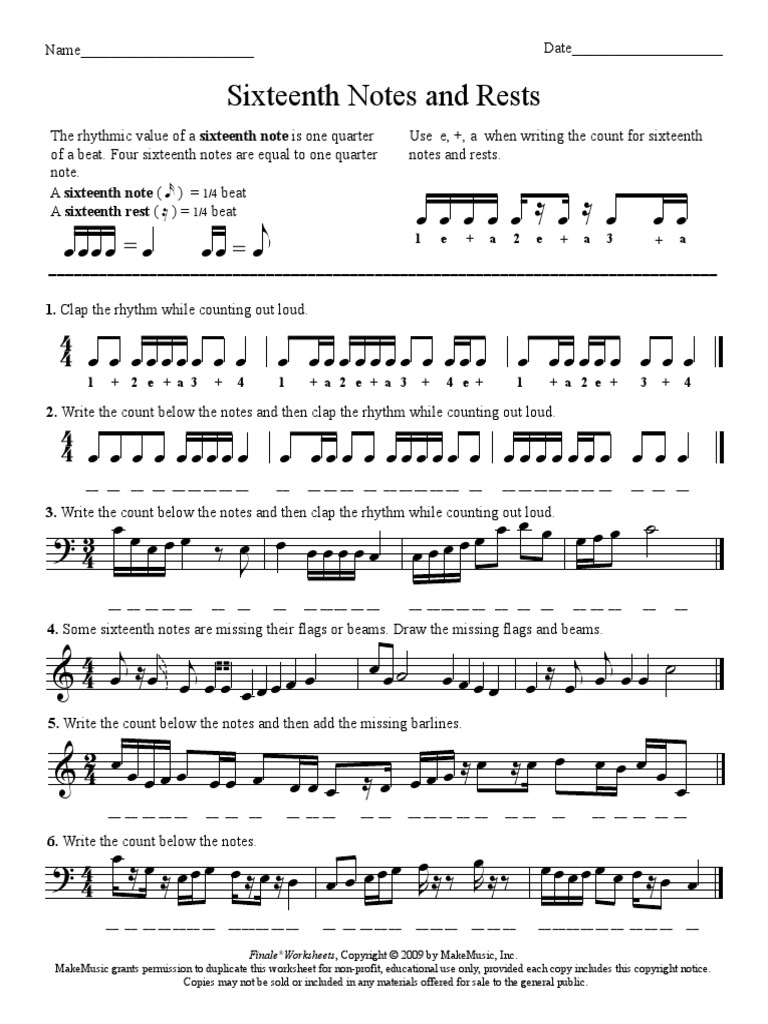 Sixteenth Notes and Rest | PDF | Data Management | Social Information ...