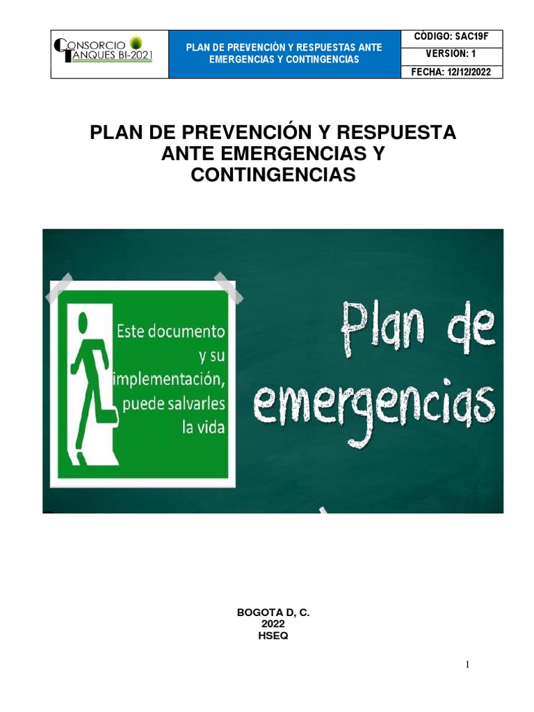 1. PLAN DE EMERGENCIAS. | PDF | Seguridad y salud ocupacional | Riesgo