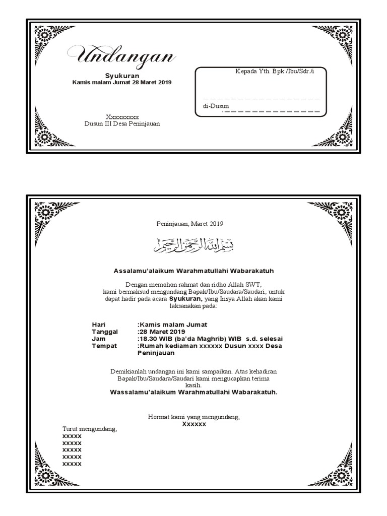 Undangan Syukuran Umum | PDF
