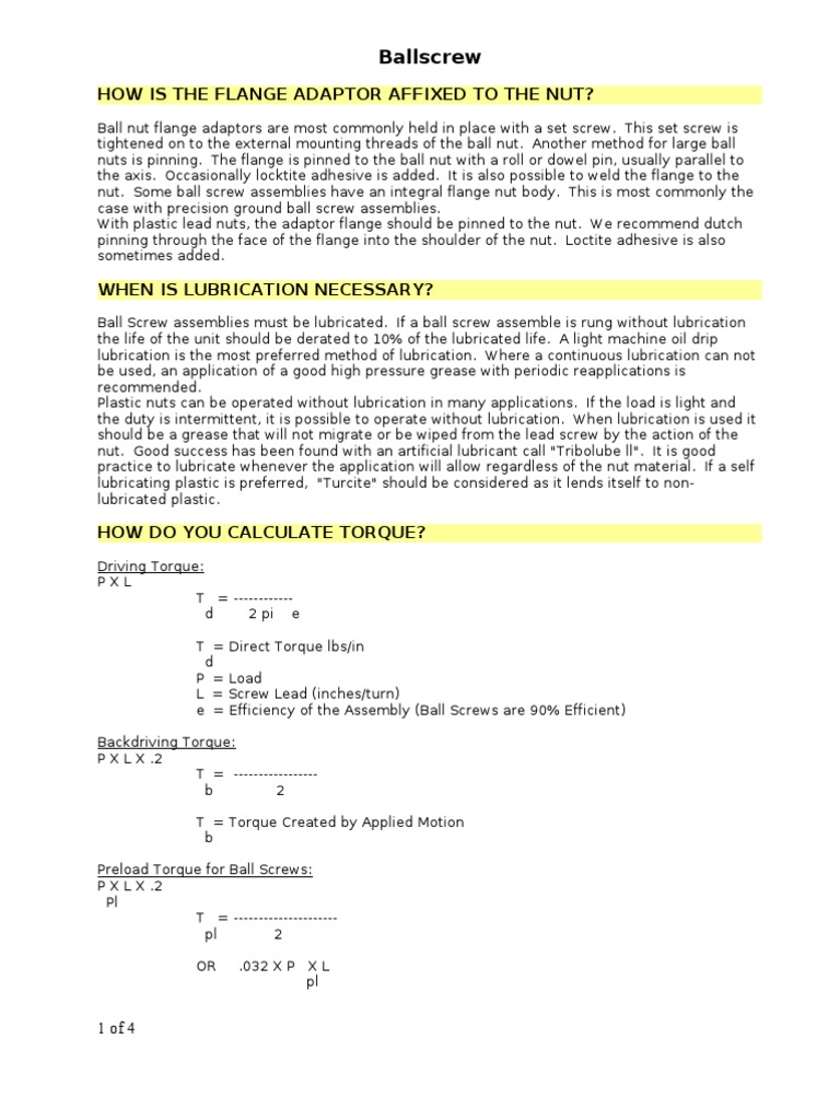 Ball Screw Pdf Screw Nut Hardware