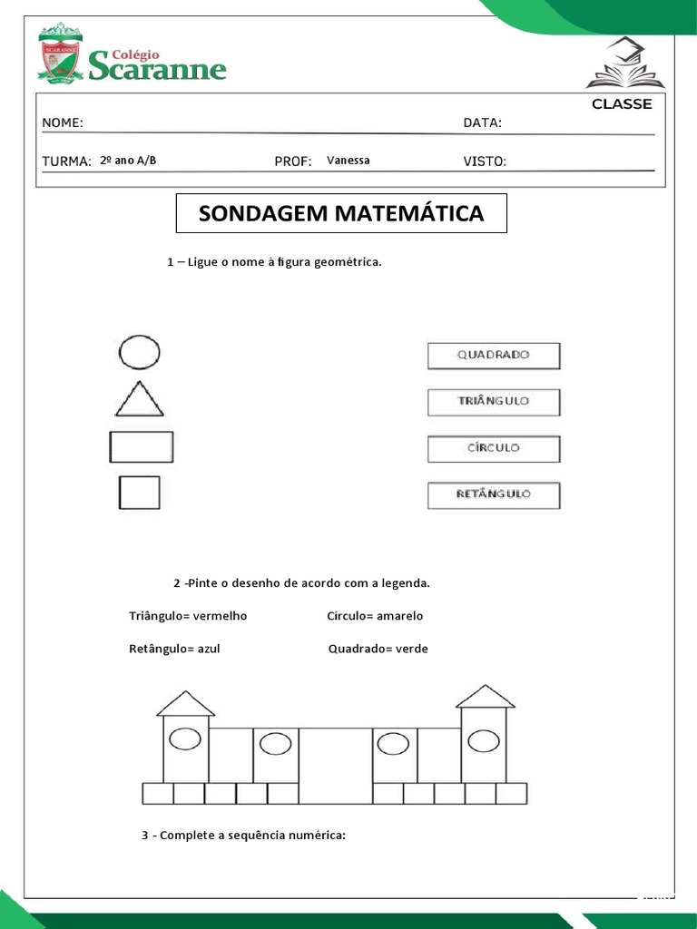 Sondagem de Matemática 2º Ano | PDF