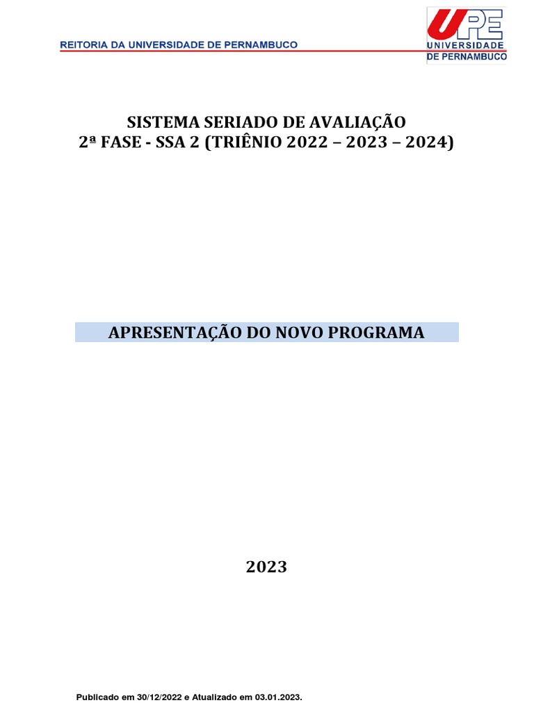 Sistema Seriado de Avaliação UPE 2023 | PDF | Ginástica | Realismo (artes)