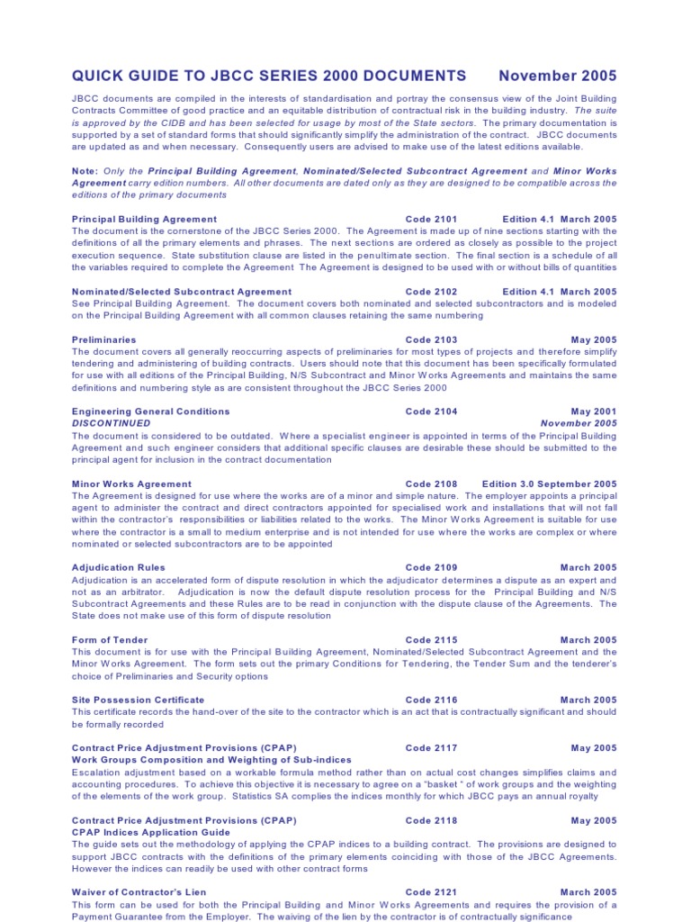 Quick Guide to Understanding JBCC Series 2000 Documents PDF
