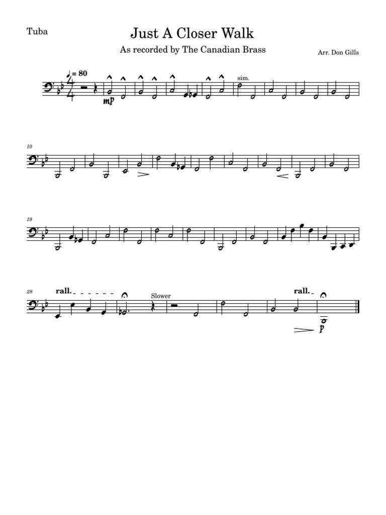 Just A Closer WalkTuba PDF