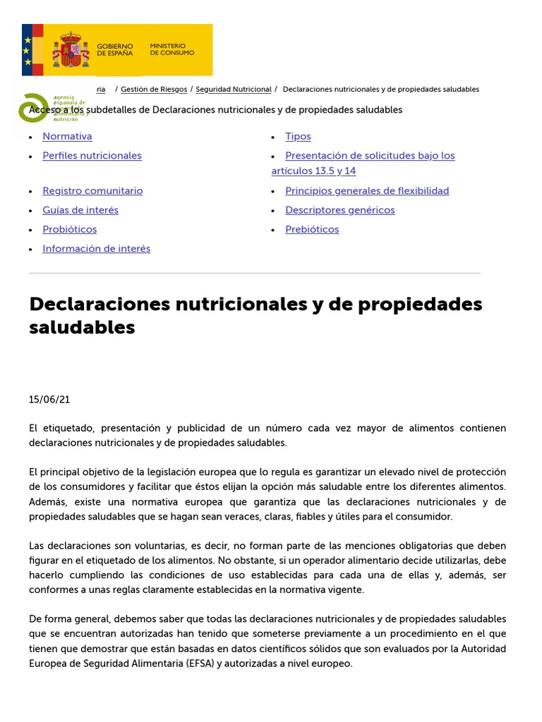 Aesan - Agencia Española de Seguridad Alimentaria y Nutrición | PDF ...