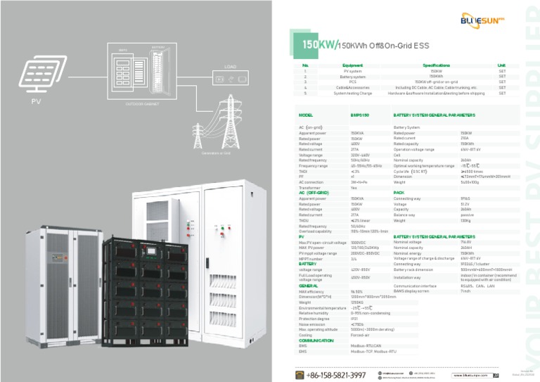 Bluesun ESS 150KW | PDF | Photovoltaics | Alternating Current