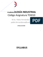 Toxicología Industrial: Código Asignatura TOI010