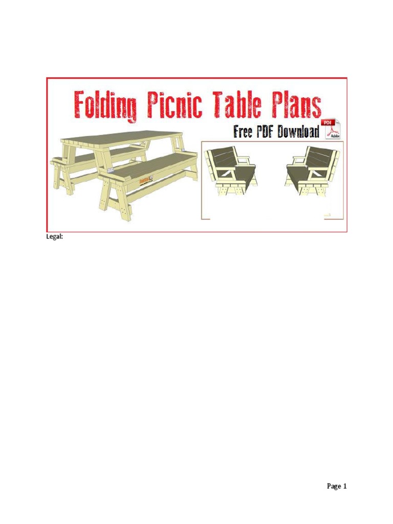 Folding Picnic Table Plans PDF Manufactured Goods