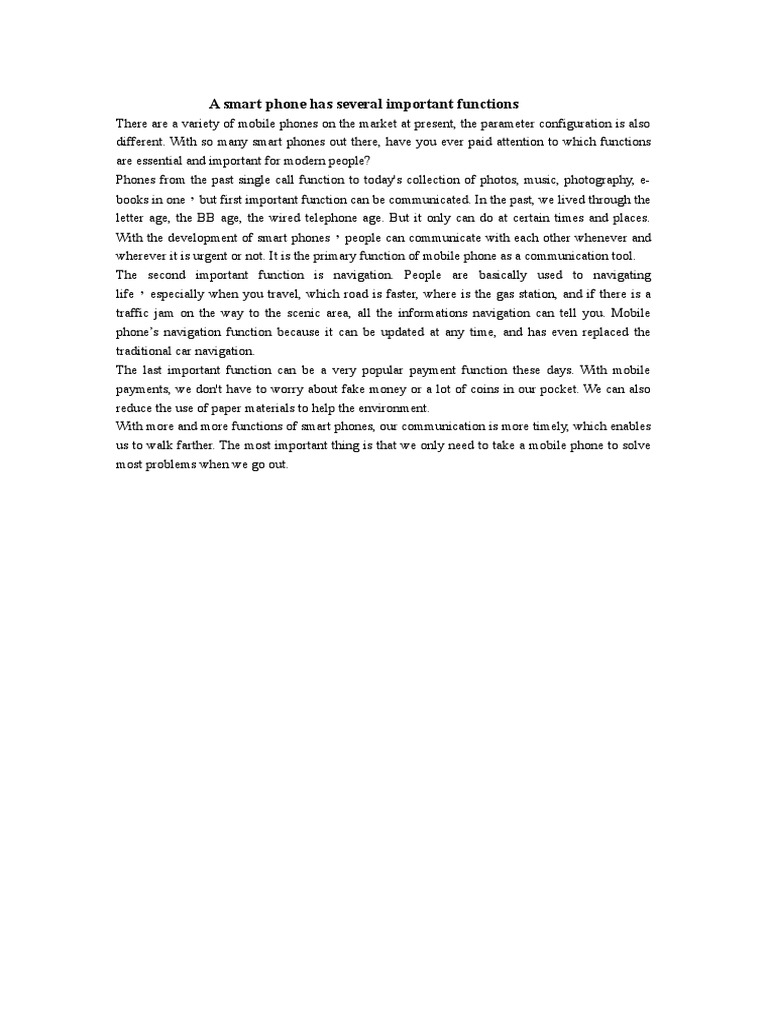 A smart phone has several important functions pdf
