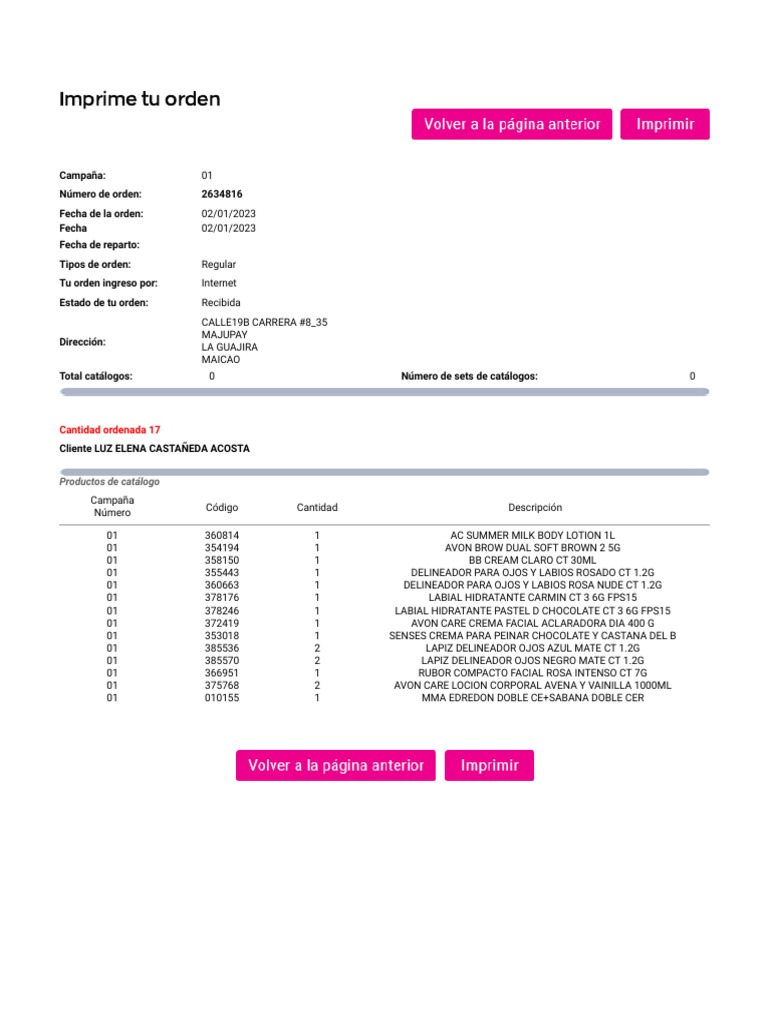 Https WWW - Avon.com - Co REPSuite printOnlineOrderDetails - Page ...