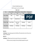 Infant Test Time Table (Term Two) 2022-2023