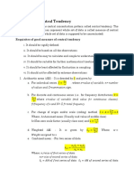 Measures of Central Tendency and Partition Values