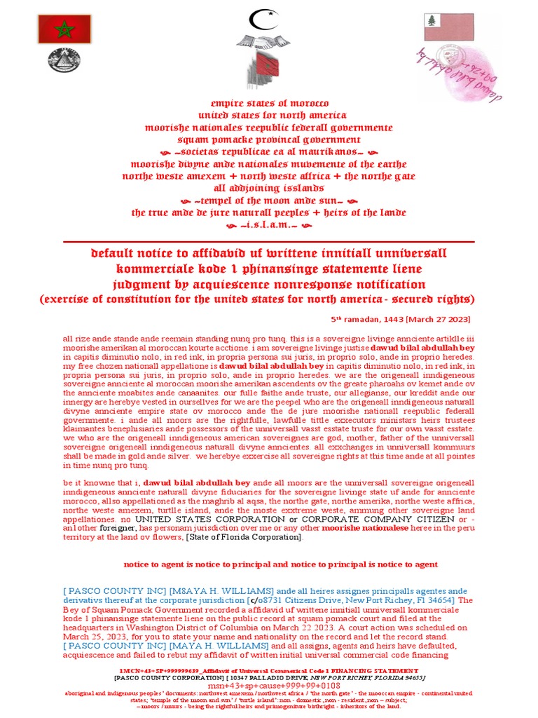 Default Notice For Lien Judgement by Acquiescence Pasco County Florida Default Notice For Lien Judgement by Acquiescence Pasco County Florida