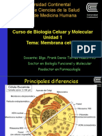 Curso de Biología Celuar y Molecular Unidad 1 Tema: Membrana Celular