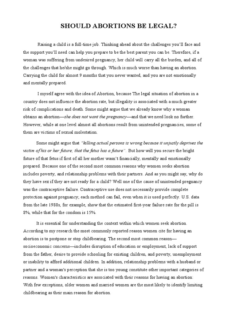 Argumentative Essay About Abortion | PDF | Abortion | Pregnancy