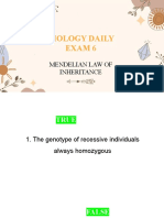 Biology Daily Exam 6: Mendelian Law of Inheritance