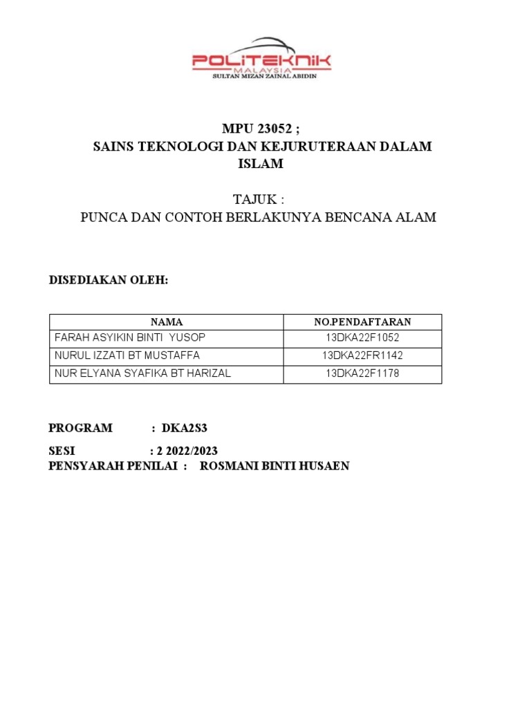 Punca dan Contoh Bencana Alam | PDF | Sains & Matematika