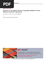 Research On The Optimal Solution of Lagrangian Multiplier Function Method in Nonlinear Programming