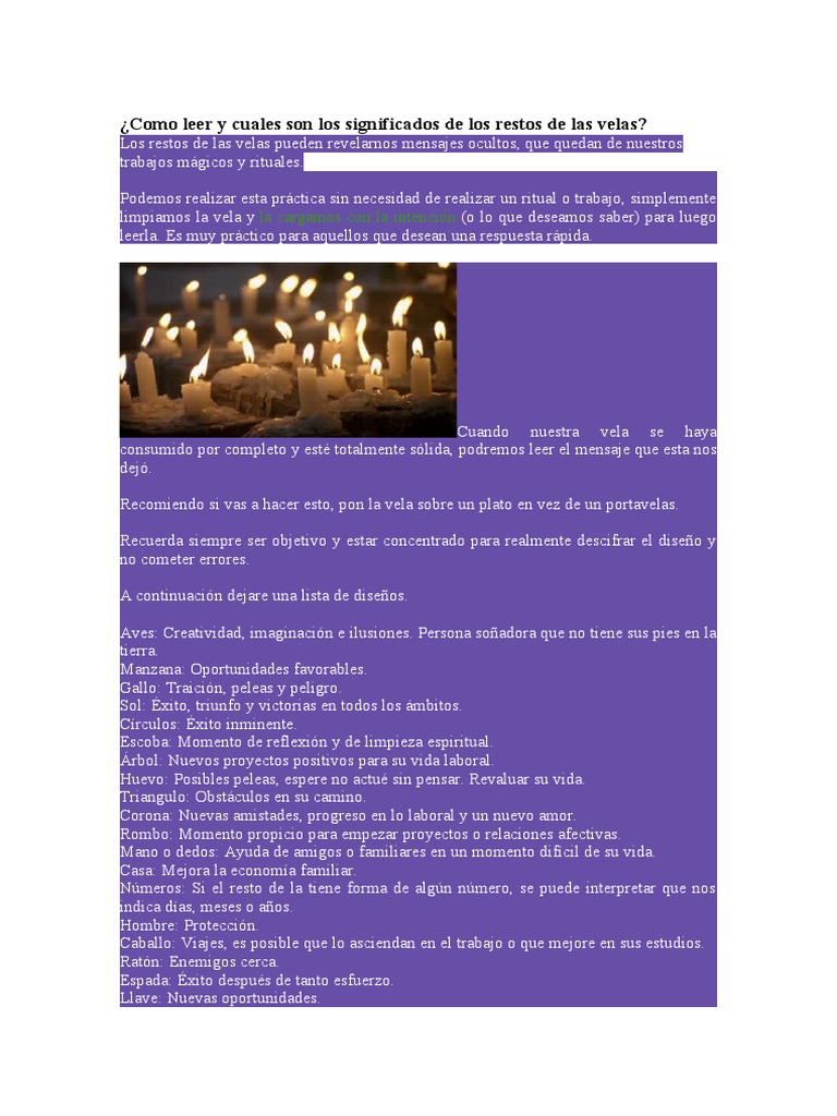 Como Leer y Cuales Son Los Significados de Los Restos de Las Velas