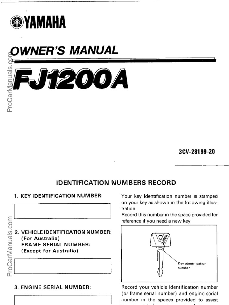 Yamaha FJ1200 1990 User Manual | PDF