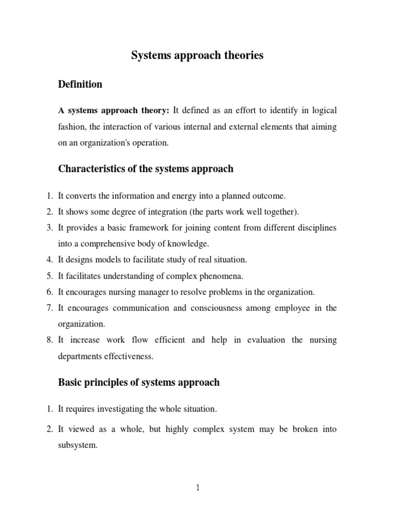 Understanding Systems Approach Theory | PDF | System | Educational ...