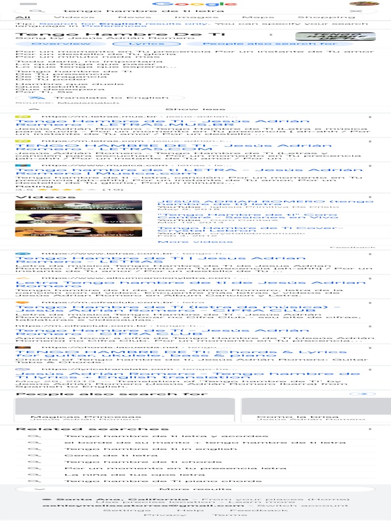 Tengo Hambre de Ti Letra - Google Search | PDF