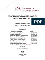 Procedimientos Básicos en Medicina Práctica: Semestre Académico 2022-I Informe 6: "QUEMADURAS'' Estudiantes