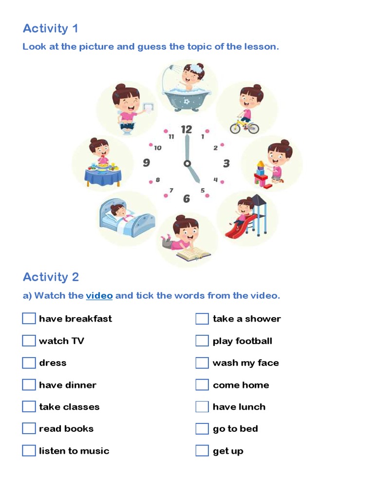 Daily Routine Activities Lesson | PDF | Language Arts & Discipline