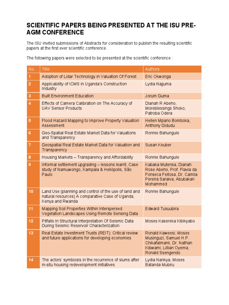 Technical Papers Being Published at The Scientific Conference | PDF